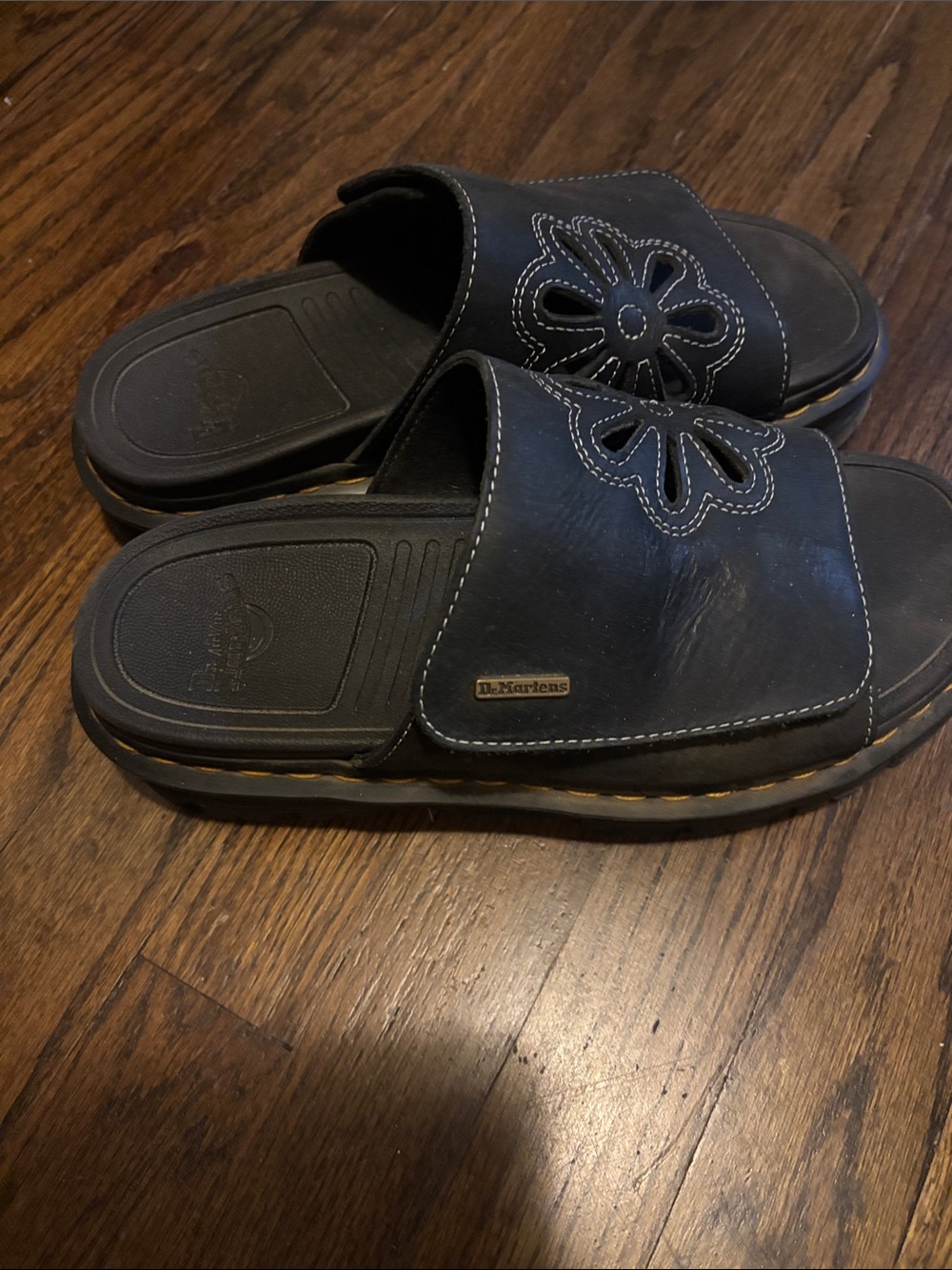 Dr. Martens Black Floral Cutout Slide Sandals - Picture 3 of 6